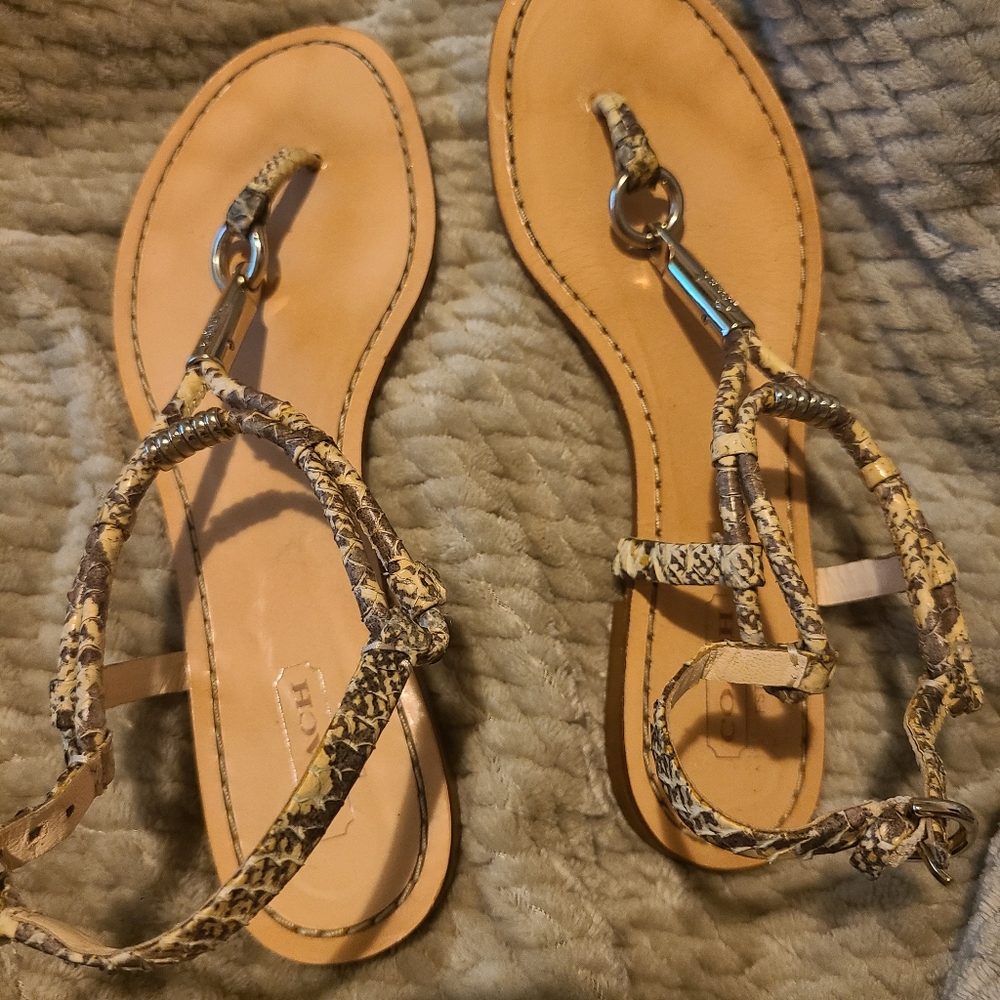 COACH Opal Snakeskin flat sandals size 7B - Picture 3 of 3